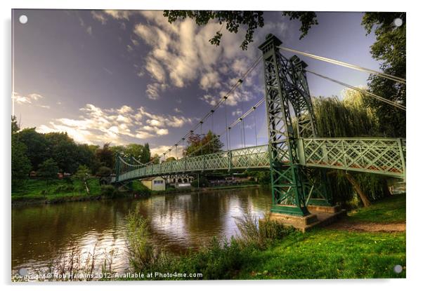 Footbridge over the Severn Acrylic by Rob Hawkins