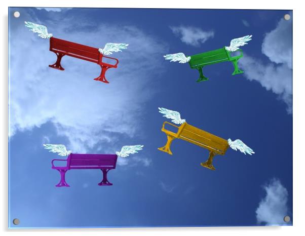 Flying Benches. Acrylic by Heather Goodwin