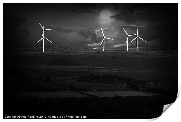 In The Shadows of the Wind Turbines Print by Ade Robbins