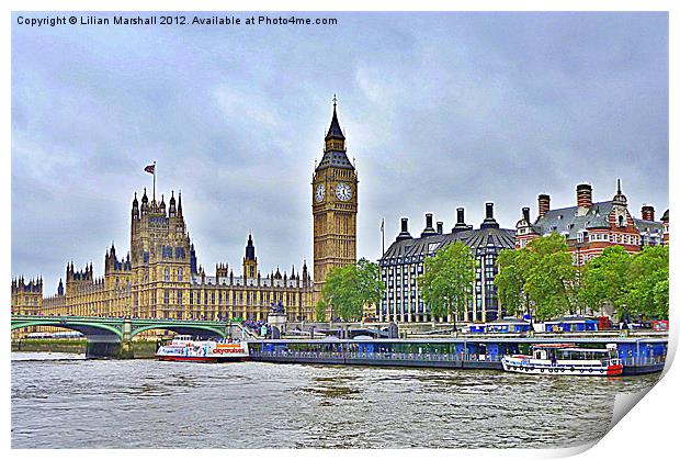 Westminster London. Print by Lilian Marshall