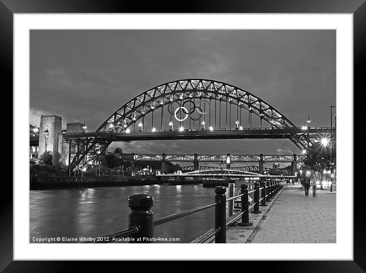 Tyne Bridge at Night Framed Mounted Print by Elaine Whitby