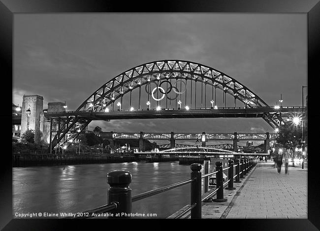 Tyne Bridge at Night Framed Print by Elaine Whitby