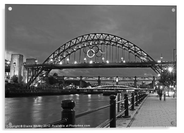 Tyne Bridge at Night Acrylic by Elaine Whitby
