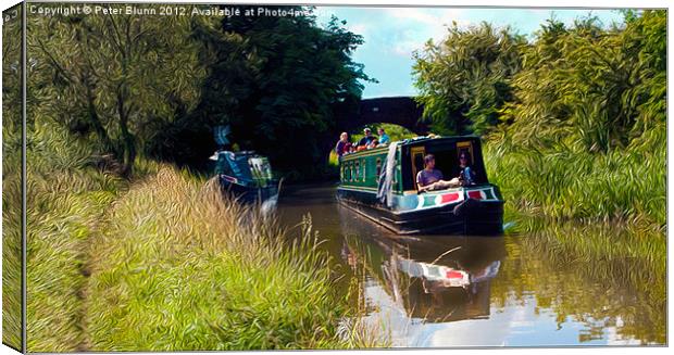A Sunny day on the Canal Canvas Print by Peter Blunn
