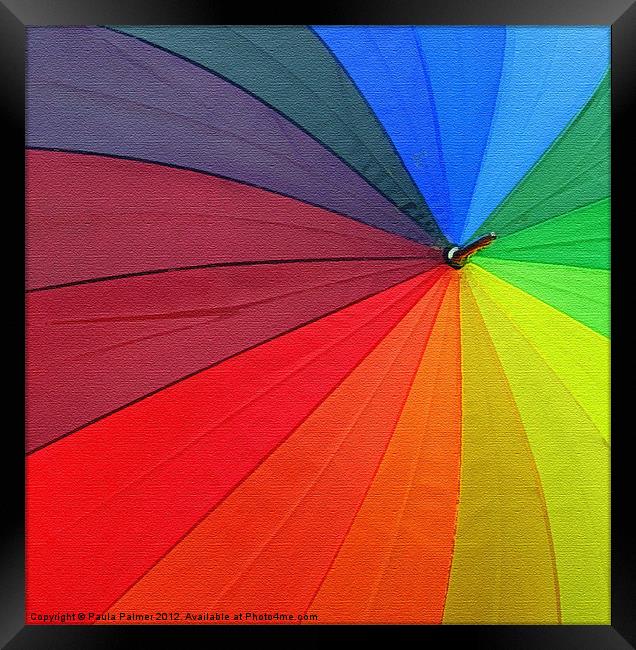 Arty rainbow umbrella! Framed Print by Paula Palmer canvas
