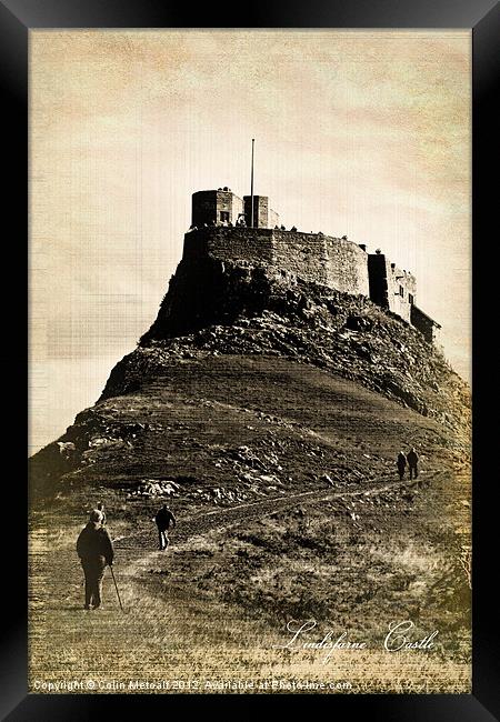 Vintage Lindisfarne Castle. Framed Print by Colin Metcalf