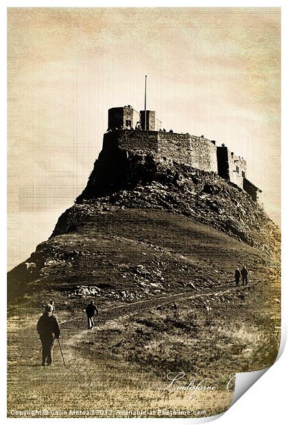 Vintage Lindisfarne Castle. Print by Colin Metcalf