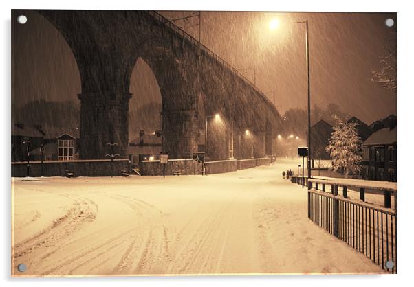 Durham's Viaduct in Winter Acrylic by Oliver Porter