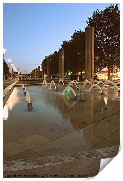 Bristol City Centre Fountains Print by Dan Davidson