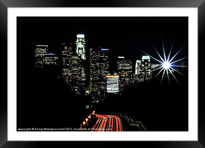 Freeway to L.A. Framed Mounted Print by Panas Wiwatpanachat