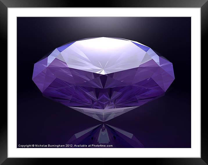 3D rendered diamond Framed Mounted Print by Nicholas Burningham