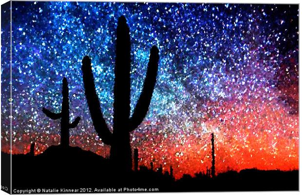 Digital Art Abstract - Desert Cacti and the Starry Canvas Print by Natalie Kinnear