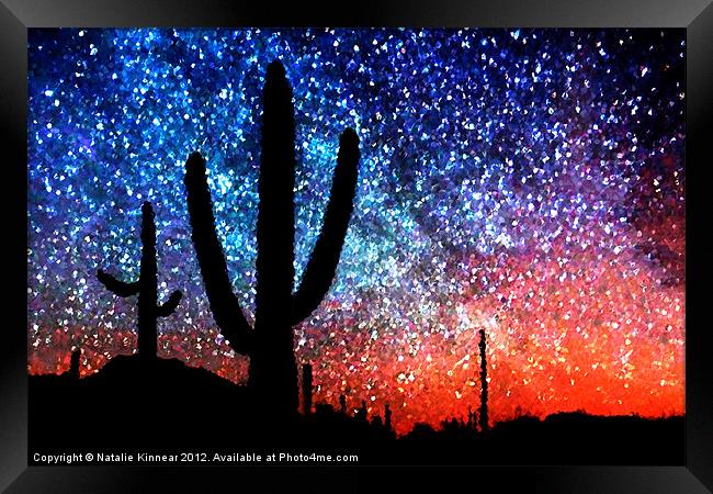 Digital Art Abstract - Desert Cacti and the Starry Framed Print by Natalie Kinnear