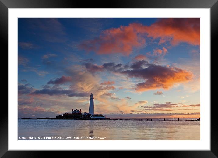 Lighthouse At Sunrise Framed Mounted Print by David Pringle