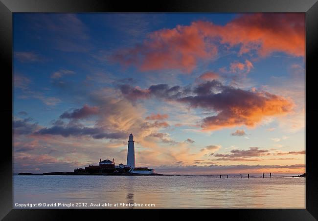 Lighthouse At Sunrise Framed Print by David Pringle