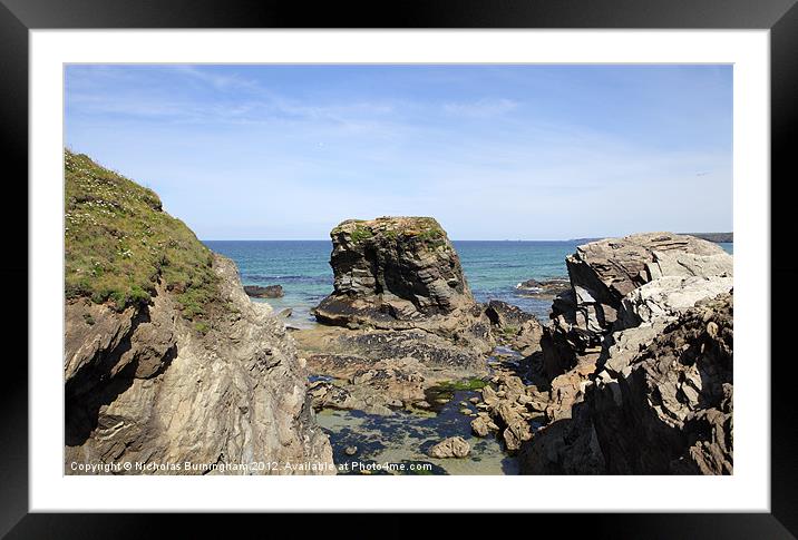 Gull Rock, Porth Beach, Newquay, Cornwall Framed Mounted Print by Nicholas Burningham