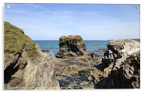 Gull Rock, Porth Beach, Newquay, Cornwall Acrylic by Nicholas Burningham