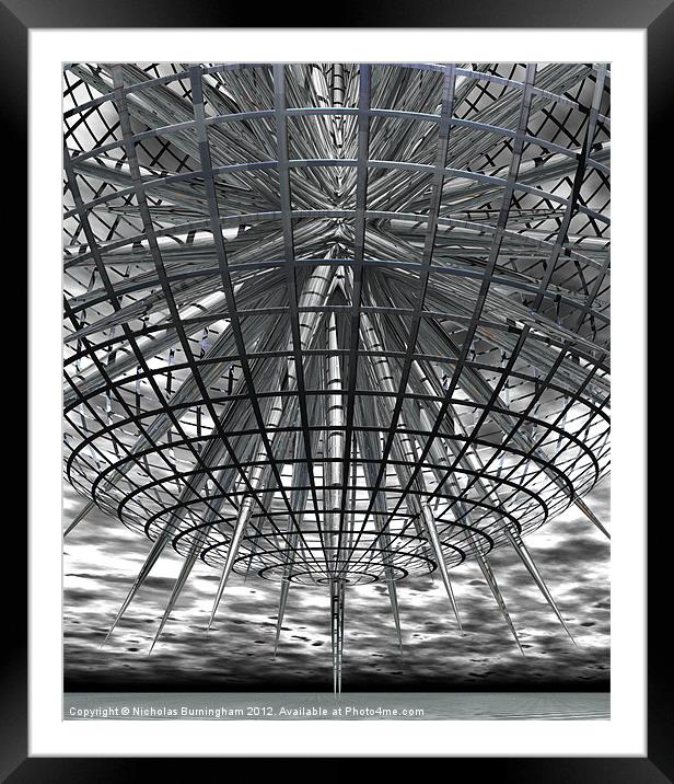 3D caged star Framed Mounted Print by Nicholas Burningham