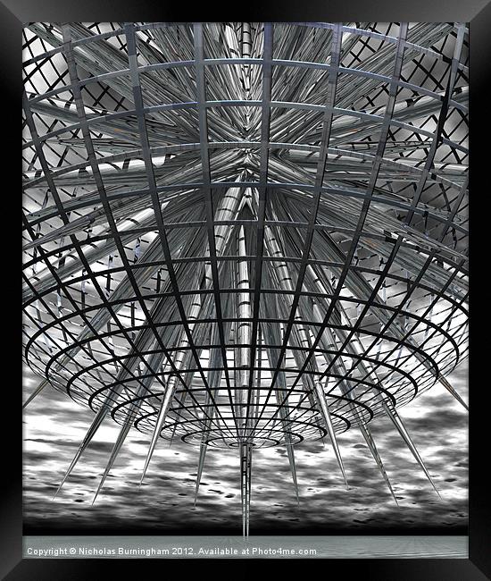3D caged star Framed Print by Nicholas Burningham