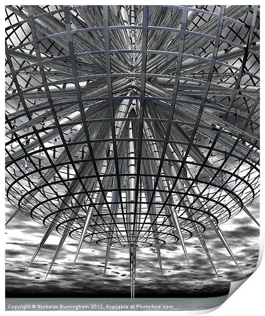3D caged star Print by Nicholas Burningham