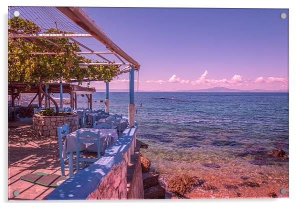 Taverna ovelooking the sea Acrylic by Stephen Mole