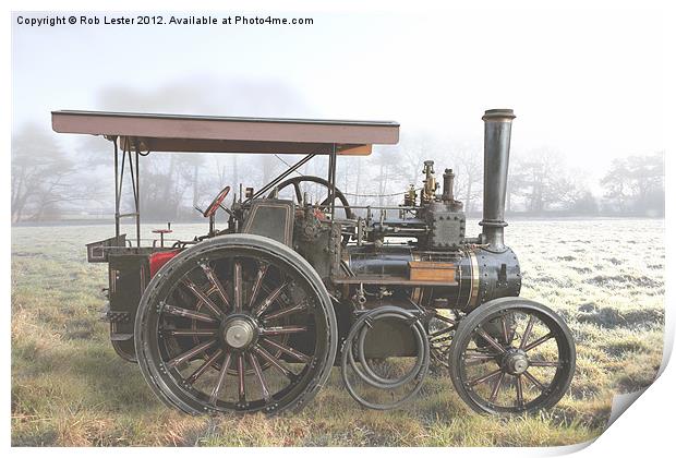 Traction Engine in the fog Print by Rob Lester