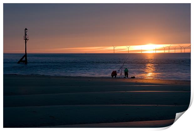 Beach Casters on The Wirral Print by Wayne Molyneux