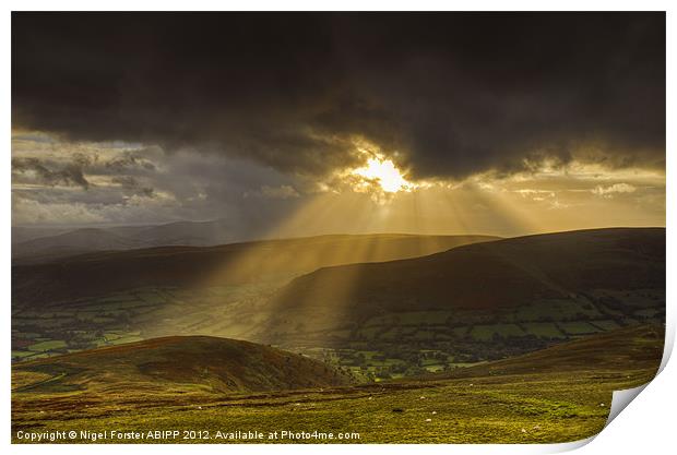 Evening sunburst Print by Creative Photography Wales