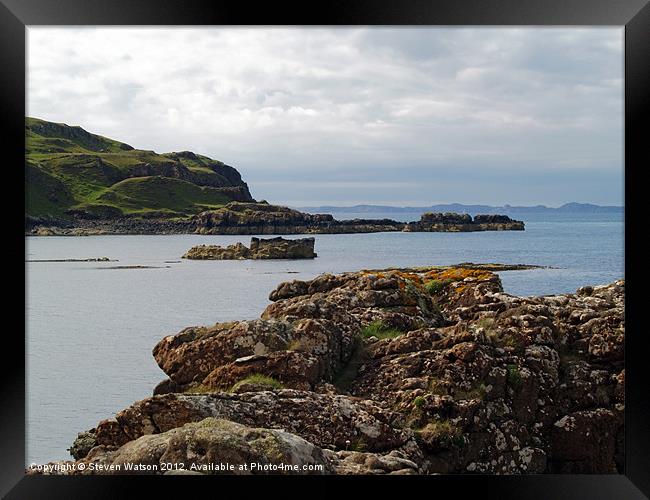 Port na Caliach and Coll Framed Print by Steven Watson