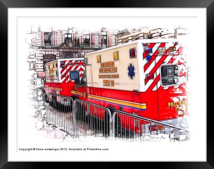 Philadelphia fire Trucks Framed Mounted Print by Fiona Messenger