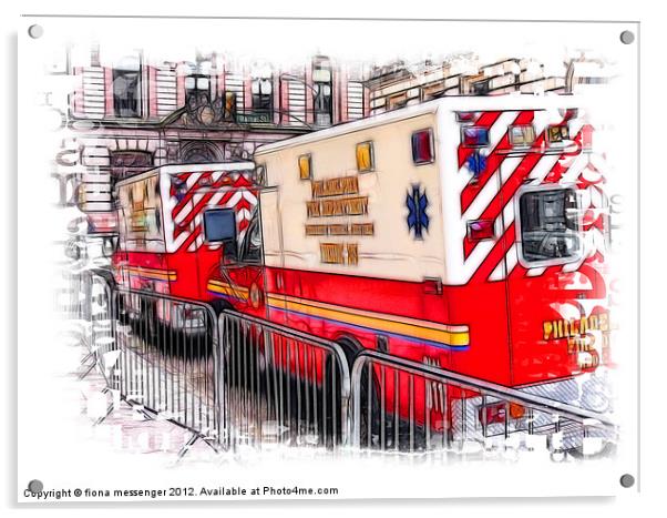 Philadelphia fire Trucks Acrylic by Fiona Messenger