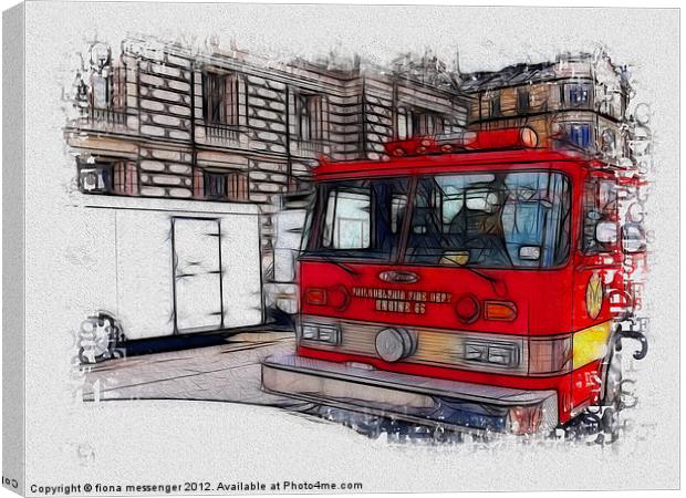 Philly Fire Tender Canvas Print by Fiona Messenger