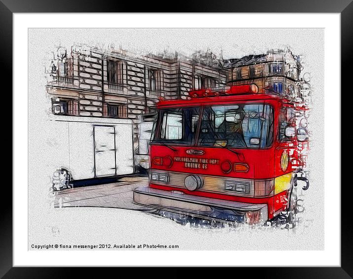 Philly Fire Tender Framed Mounted Print by Fiona Messenger