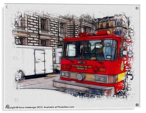Philly Fire Tender Acrylic by Fiona Messenger