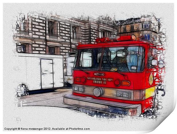 Philly Fire Tender Print by Fiona Messenger