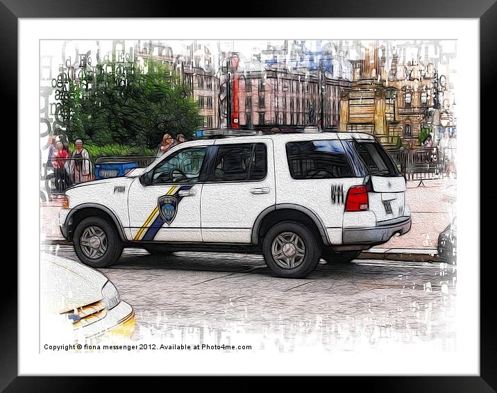 An American Polis Car in Glasgow Framed Mounted Print by Fiona Messenger