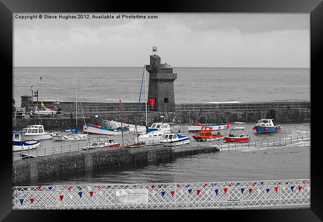 Selective colours of Lynmouth Harbour Framed Print by Steve Hughes