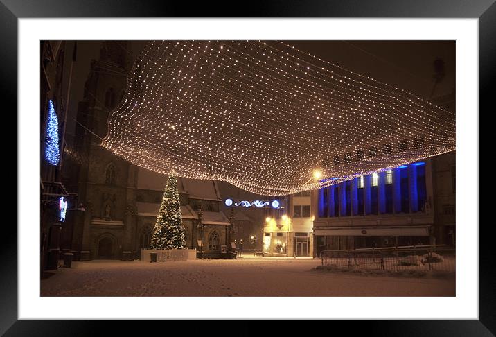 Durham's Market Square at Christmas Framed Mounted Print by Oliver Porter