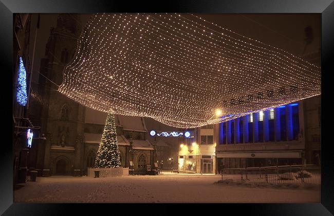Durham's Market Square at Christmas Framed Print by Oliver Porter