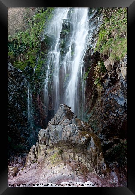 Clovelly Waterfall Framed Print by Helen Northcott