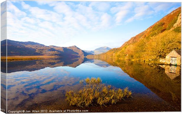 Llyn Dinas in Autumn Canvas Print by Jan Allen