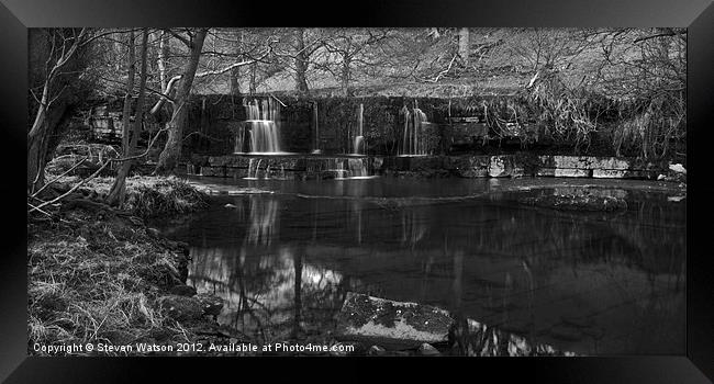 Nidd Falls Mono Framed Print by Steven Watson