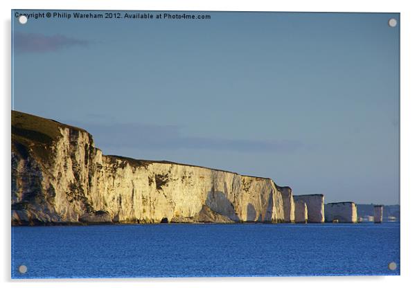 Ballard and Old Harry Acrylic by Phil Wareham