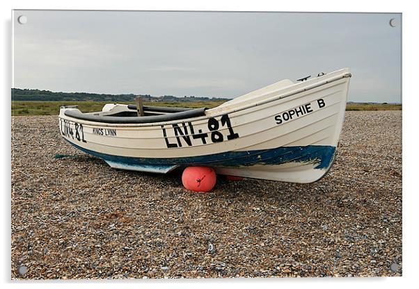 Fishing Boat, Cley Beach, North Norfolk Acrylic by Kathy Simms