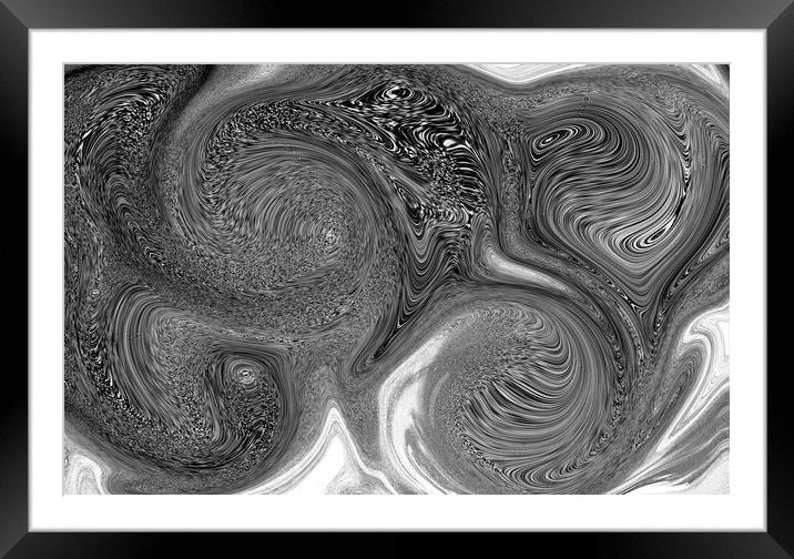 Mono Swirl Abstract Framed Mounted Print by David Pyatt