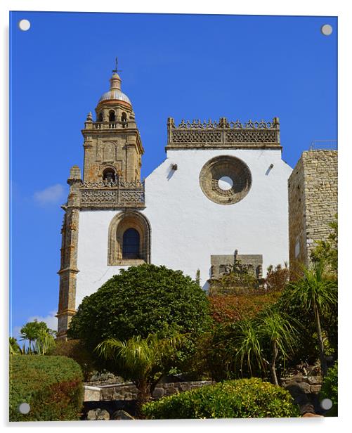 Santa Maria Coronada Church Medina Sedonia, landsc Acrylic by Fine art by Rina
