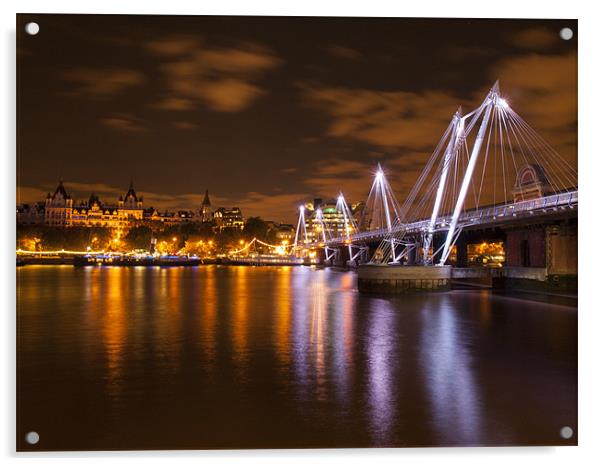 Hungerford Bridge London Acrylic by Clive Eariss