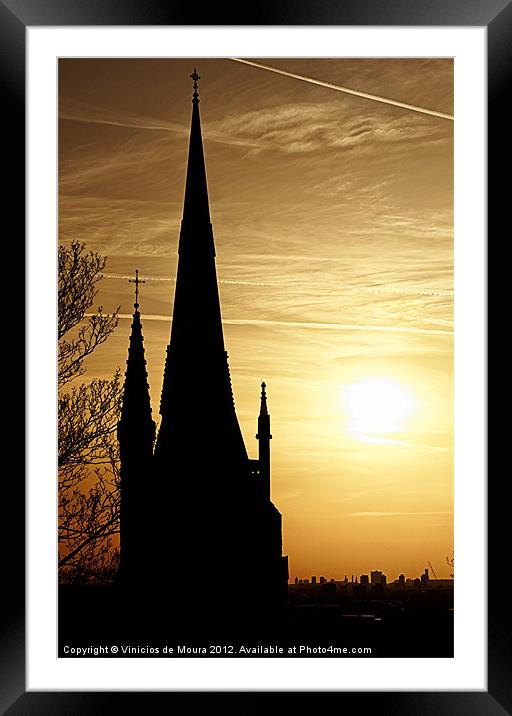 The church and the sun Framed Mounted Print by Vinicios de Moura