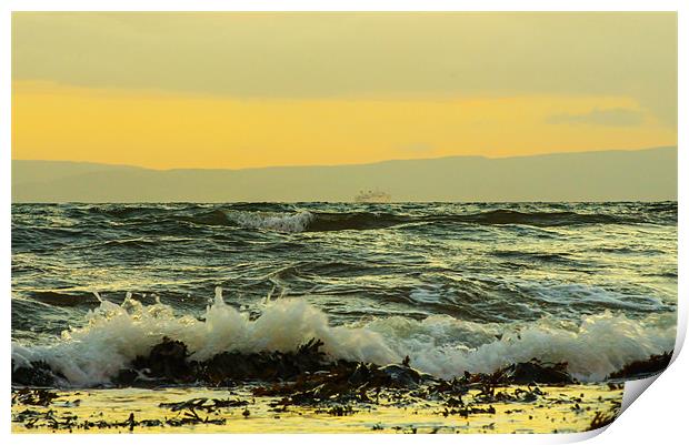 Sunset over Arran from Portencross Beach Print by Tylie Duff Photo Art