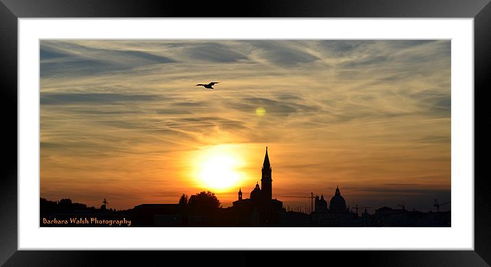 Sunset in Venice Framed Mounted Print by barbara walsh